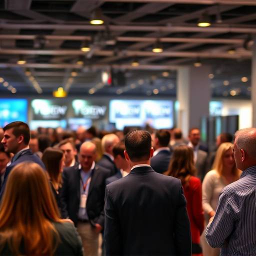 Candid shot of attendees networking at a bustling business conference. The photo illustrates the connections, conversations, and professional atmosphere of the event.
