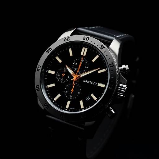 Product photography of a luxury watch on a black background.