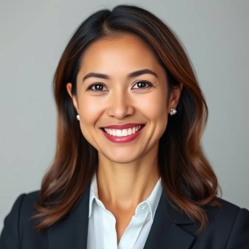 Professional and confident headshot of a businesswoman smiling sincerely. The image conveys professionalism, approachability, and success, perfect for corporate branding.